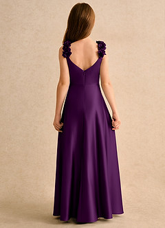 Azazie Rosita Girls Formal 플라워 걸 드레스 A라인 플리츠 매트 새틴 플로어 길이 드레스 image4