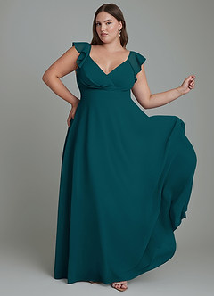 Azazie Leilani Bridesmaid Dresses Pine A-Line Pleated Chiffon Dress image8