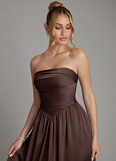 Azazie Zena Bridesmaid Dresses Ganache A-Line Strapless Stretch Satin Dress image3