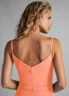 Azazie Summer Vestidos de damas de honor Vestido de Atardecer de Gasa de Corte Sirena con Cuello redondo image6