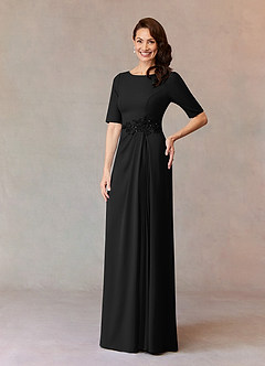 Azazie Joelle Mère de la mariée Robes Robe Trapèze en Crêpe Élastique Paillettes Noir image1