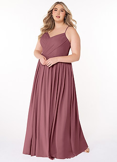 Azazie Cora Bridesmaid Dresses Desert Rose A-Line Pleated Chiffon Dress image8