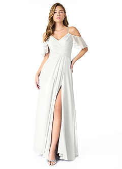 Azazie Dakota Šaty pro družičky A-Line Plisovaný Šifón Délka podlahy Šaty image1