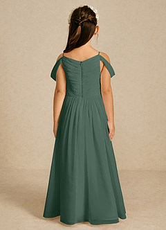 Azazie Chelle Flower Girl Dresses Sea Moss A-Line Pleated Chiffon Dress image2