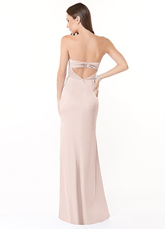 Azazie Leonis Bridesmaid Dresses Blushing Pink Mermaid Pleated Stretch Satin Convertible Dress image4