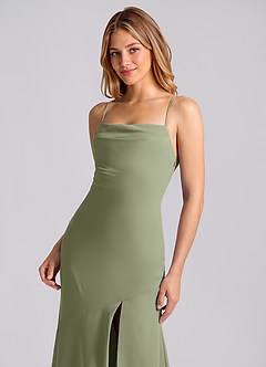 Azazie Grata Brudtärnklänningar Klä av Sjöjungfru i Chiffong Plisserad Pistasch image7