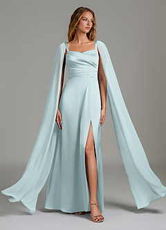 Azazie Niveah Bridesmaid Dresses Sea Glass A-Line Strapless Stretch Satin Convertible Dress image5