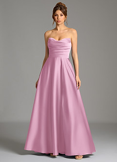 Azazie Ayla Abiti da Damigella Abito A-Line in Raso Elasticizzato Corsetto Rosa Confetto image3