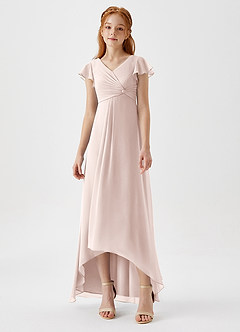Azazie Breanne Junior Vestido de Pétalo De Rosa de Gasa de Corte En A image4