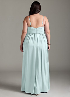 Azazie Alia Brautjungfernkleider A-Linie Plissee Stretch-Satin Kleid Seegrün image9