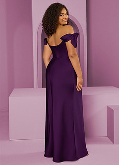 Barbie ♥ Azazie Bridesmaid Dresses Grape Sheath Off the Shoulder Stretch Satin Convertible Dress image9