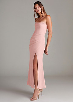 Azazie Leonis Bridesmaid Dresses Powder Pink Mermaid Strapless Chiffon Convertible Dress image3