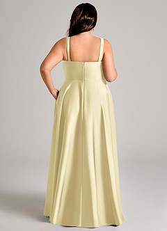 Azazie Shaude Bridesmaid Dresses Lemon Sorbet A-Line Pleated Stretch Satin Dress image13