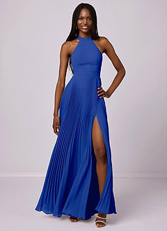 Barbie ♥ Azazie Bridesmaid Dresses Royal Blue A-Line Pleated Chiffon Dress image1