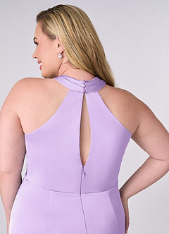 Barbie ♥ Azazie Bridesmaid Dresses Lilac Sheath Stretch Satin Dress image10