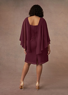 Azazie Mirra Abiti per la Madre della Sposa Abito Tubino in Chiffon con Scollo a U a Pieghe Cabernet image10