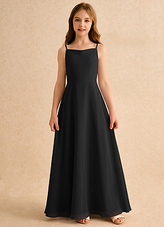 Azazie Jaella Girls Formal Flower Girl Dresses Black A-Line Pleated Chiffon Dress image3