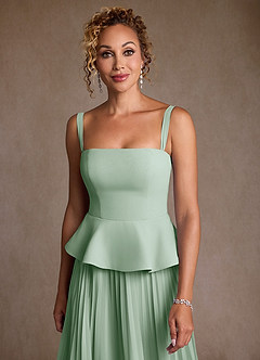 Azazie Josabeth Mère de la mariée Robes Robe Trapèze en Mousseline de soie Plissée Agave image8