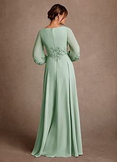 Azazie Yorba vestidos de madre de la novia Vestido de Agave de Gasa de Corte en A con Encaje image3