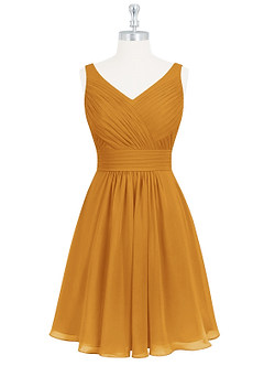 Azazie Grace Bridesmaid Dresses Butterscotch A-Line Pleated Chiffon Dress image7