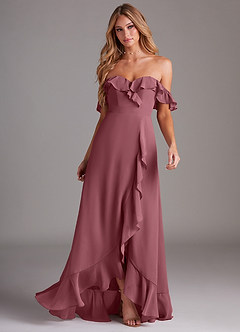 Azazie Lyra Bridesmaid Dresses Desert Rose A-Line Chiffon Convertible Dress image4