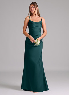 Azazie Lucille Bridesmaid Dresses Pine Mermaid Strapless Stretch Satin Convertible Dress image7