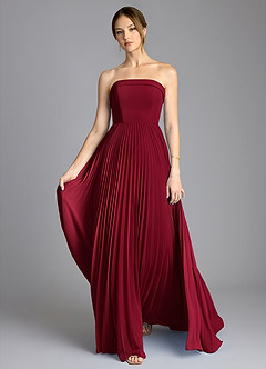 Azazie Mariana Bridesmaid Dresses Burgundy A-Line Strapless Chiffon Dress image1