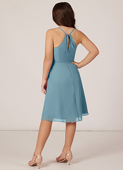 Azazie Doll Junior Amethyst A-Line Bow Chiffon Dress image4