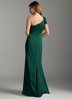 Azazie Rinna Bridesmaid Dresses Emerald Mermaid Ruched Stretch Satin Dress image8