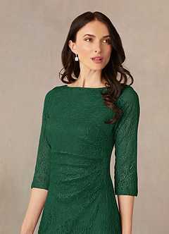 Azazie Lola Mother of the Bride Dresses Dark Green Sheath Lace Dress image3