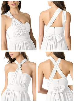 Azazie Olani Bridesmaid Dresses White A-Line One Shoulder Chiffon Convertible Dress image7