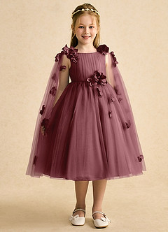 Azazie Staria Blumenmädchenkleider Ballkleid Gestreift Tüll Kleid Wüstenrose image6