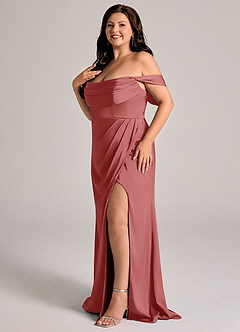 Azazie Johana Bridesmaid Dresses Antique Rose Mermaid Off the Shoulder Stretch Satin Convertible Dress image10