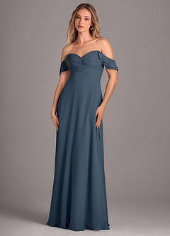 Azazie Kaylyn Bridesmaid Dresses Neptune A-Line Ruched Chiffon Dress image6