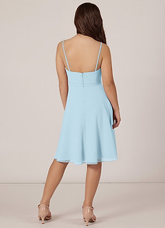 Azazie Kalie Junior Sky Blue A-Line with Belt Chiffon Dress image2