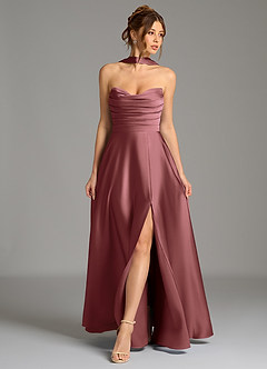 Azazie Ayla Jurken voor bruidsmeisjes Jurk van Stretch Satijn met A-Lijn Korset Amethist image1