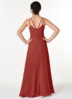 Azazie Janine Junior Terracotta A-Line Chiffon Dress image2
