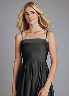 Azazie Lucienne Bridesmaid Dresses Black A-Line Strapless Stretch Satin Convertible Dress image5