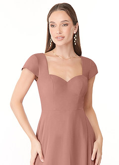 Azazie Hainsly Abiti da Damigella Abito A-Line in Chiffon Scollo a Cuore Cedro Rosa image5