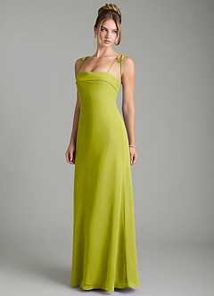 Azazie Ellia Abiti da Damigella Abito A-Line in Chiffon Fiocco Citronella image3