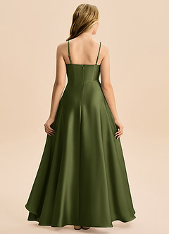 Azazie Eirlys Junior A-Linie Plissee Stretch-Satin Kleid Olivgrün image2