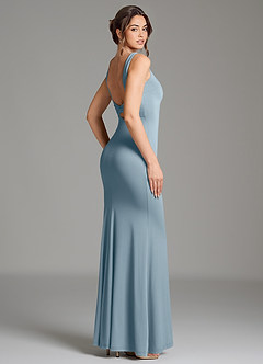 Azazie Gwen Bridesmaid Dresses Dusty Blue Mermaid Pleated Premium Stretch Jersey Dress image5