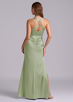 Azazie Amelie Bridesmaid Dresses Dusty Sage A-Line Pleated Stretch Satin Dress image7