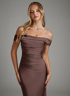 Azazie Hayden Bridesmaid Dresses Ganache Mermaid Corset Stretch Satin Dress image6