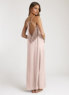 front Satin and Lace Midi Slip Dress
