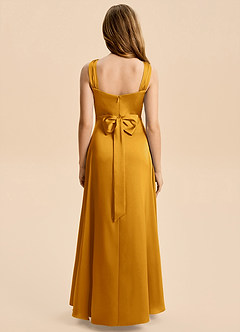 Azazie Kiki Junior Butterscotch A-Line Bow Stretch Satin Dress image5