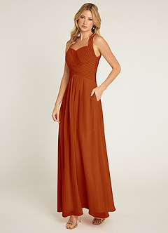 Azazie Claudia Bridesmaid Dresses Paprika A-Line Sweetheart Neckline Chiffon Dress image2