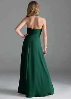 Azazie Tessie Junior Emerald A-Line Pleated Chiffon Dress image2