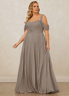 Christian Siriano Bridal for Azazie 1013 Bridesmaid Dresses Taupe A-Line Off the Shoulder Chiffon Dress image13