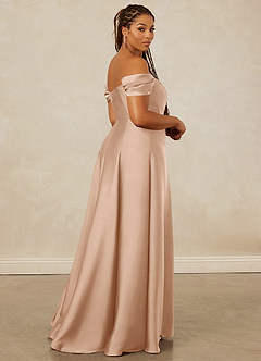 Christian Siriano Bridal for Azazie 1002 Bridesmaid Dresses English Rose A-Line Off the Shoulder Stretch Satin Convertible Dress image15